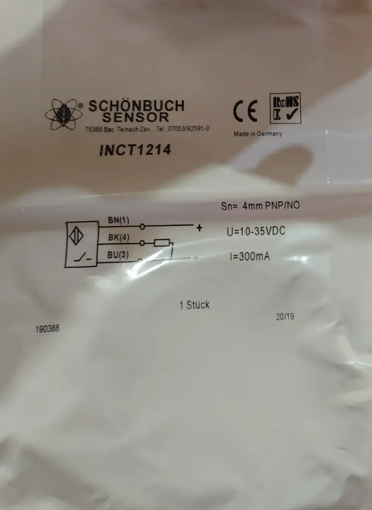 Schönbuch Inductive Proximity Sensors INCT 1214 (DC Cylindric Sizes) M12 (PNP NO)